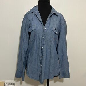 Vintage 90s blue wrangler shirt, button up size large